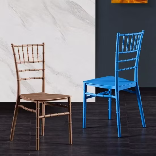 Personalização básica Plástico de polipropileno Tiffany Eventos de casamento Jantar Cadeiras Chiavari